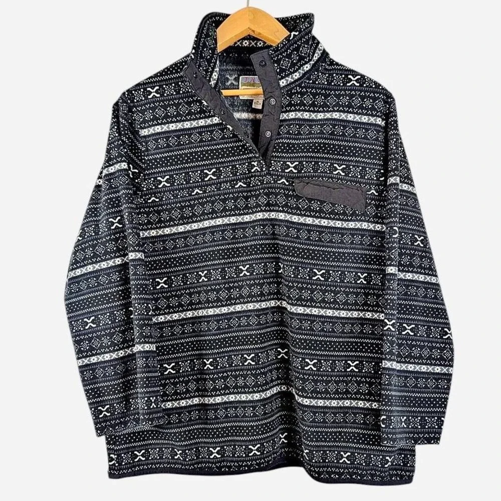 JACHS New York Cabin Mock Neck Fair Isle Fleece Pullover XL - Picture 3 of 8